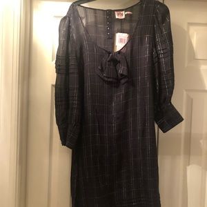 NWT Juicy Couture Black And Silver Silk Dress